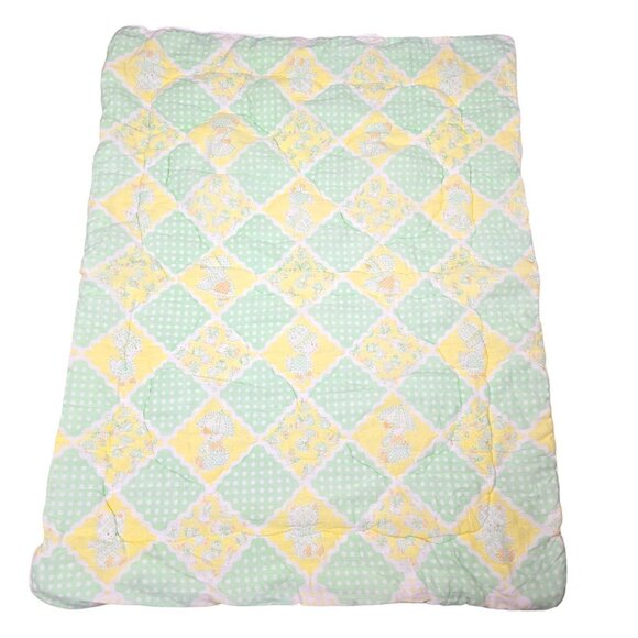 Vintage Baby Blanket Sleeping Bag Yellow Green Ducks Nursery Animal Theme Zip Up - Picture 3 of 11